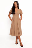 Ronnie Short Sleeve Midi Dress Tan