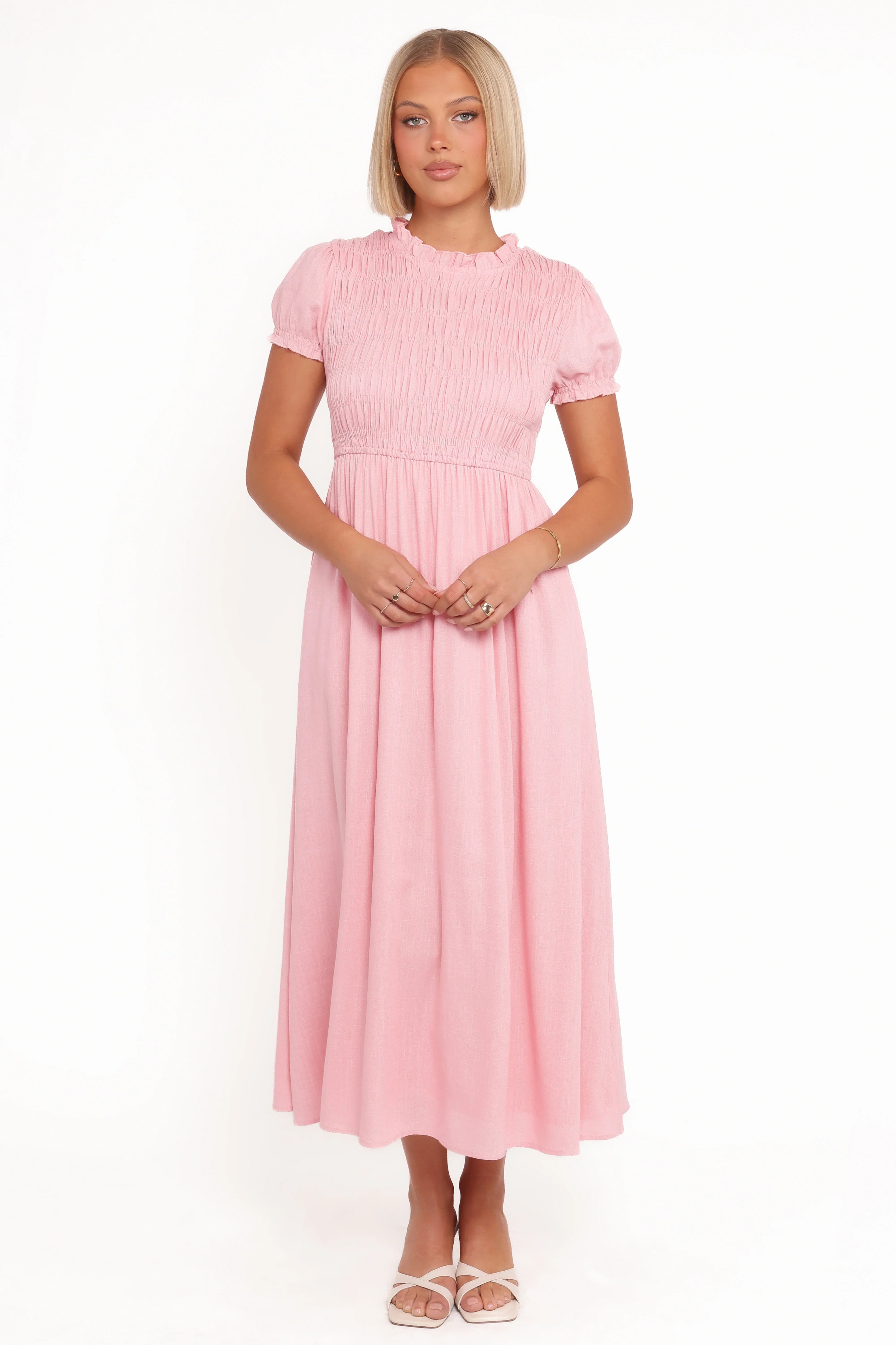 Darla Puff Sleeve Dress Pink