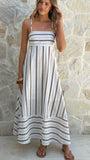 Marcel Maxi Dress Choc Blue Stripe