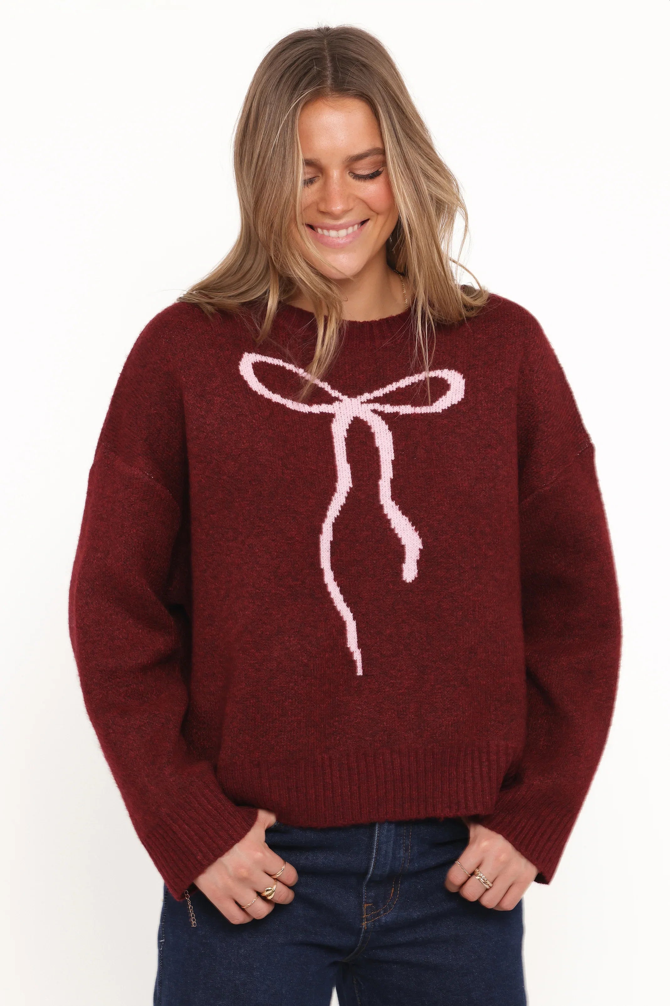 Kaori Bow Sweater Burgundy