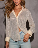 Namara Sequin Embellished Collar Top