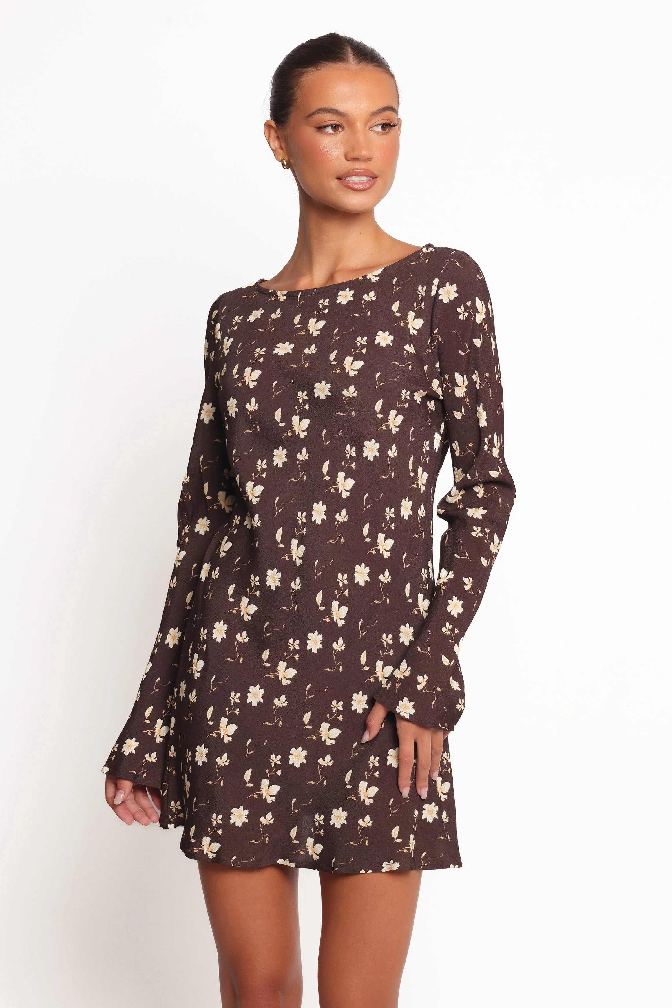 Amity Mini Dress Brown Floral