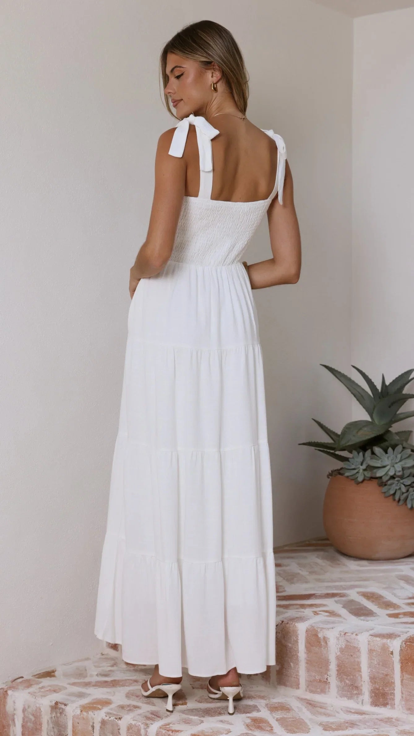 Carlina Tiered Maxi Dress White