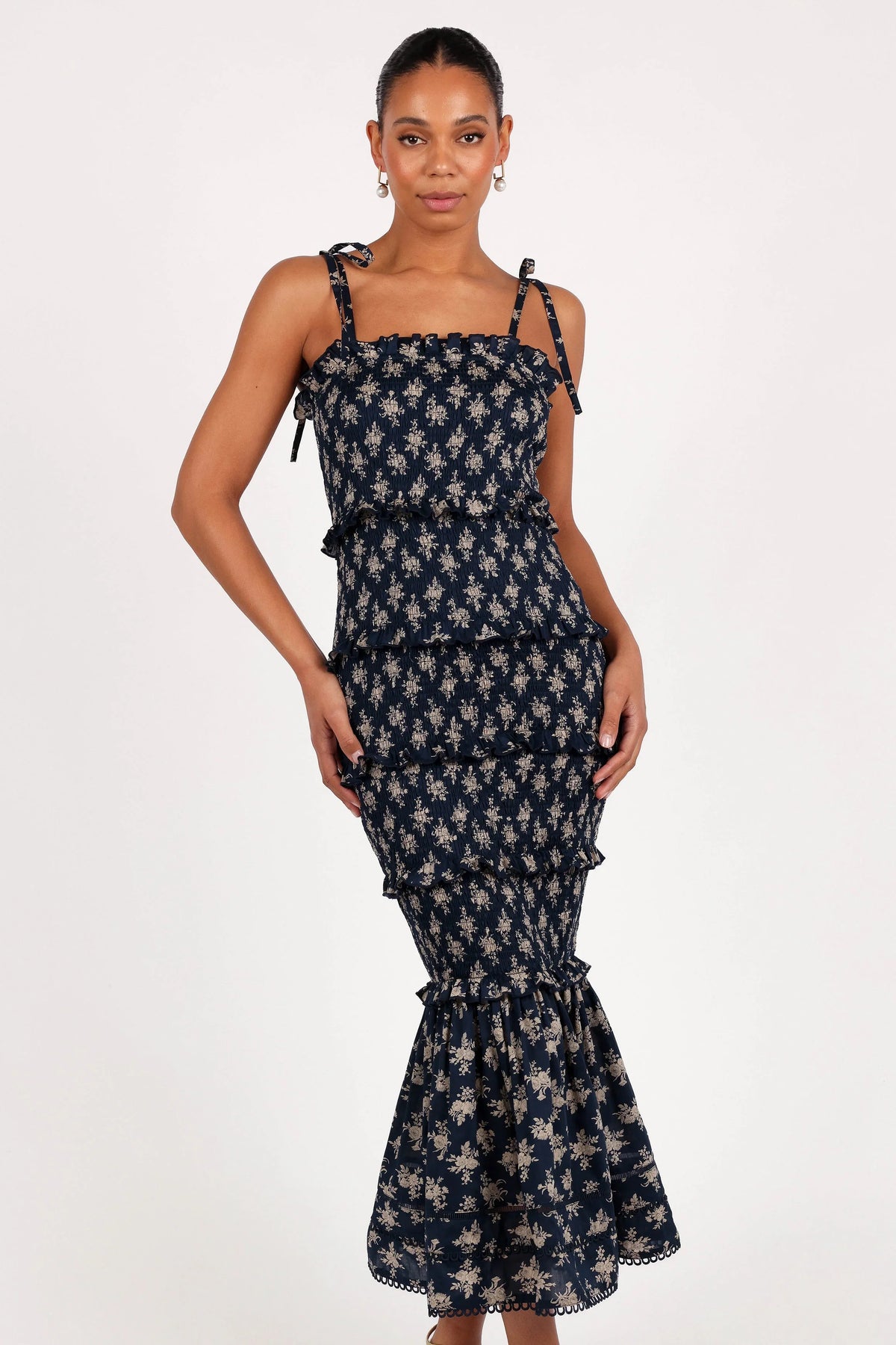 Jazy Midi Dress Navy Floral