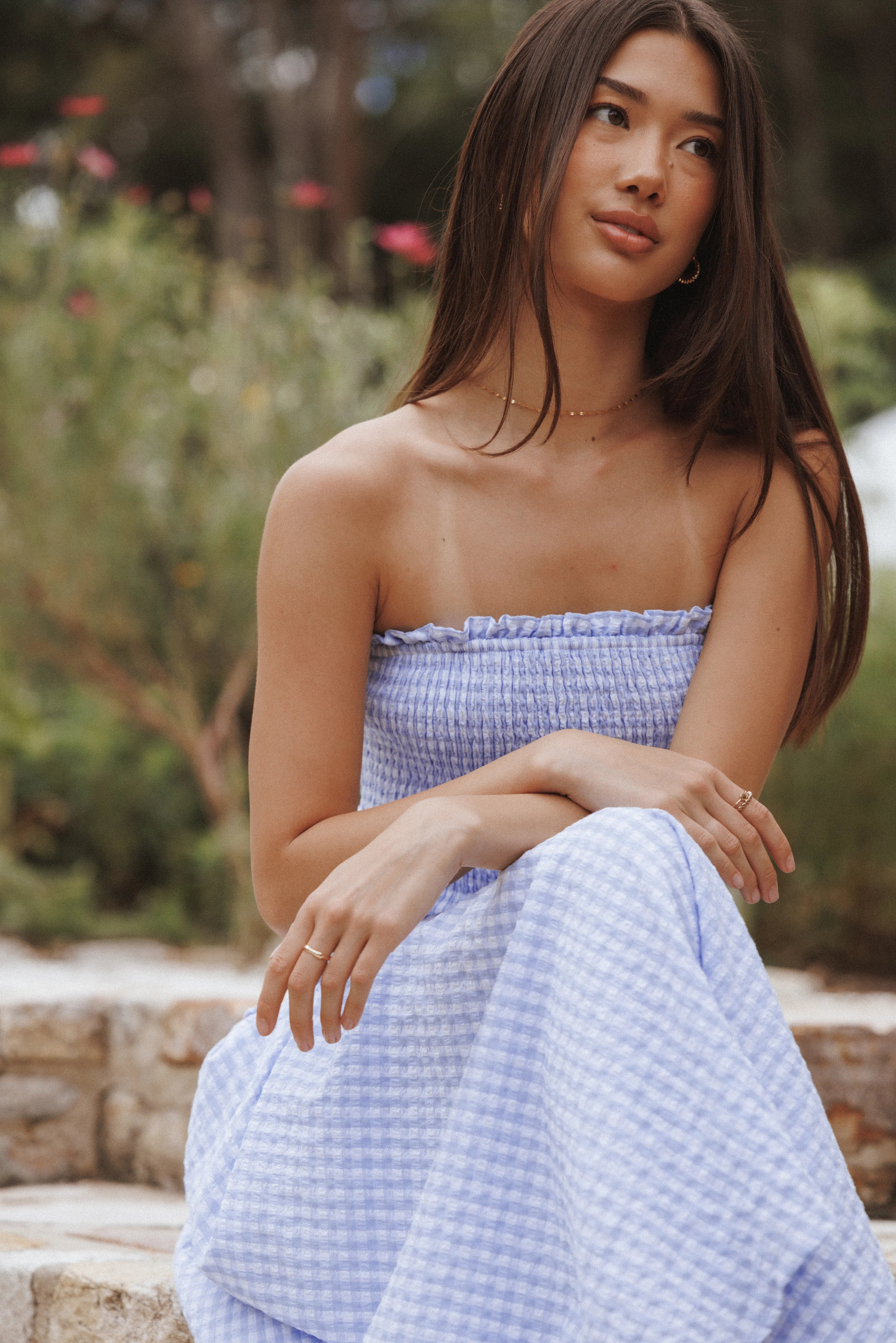 Parkway Maxi Dress Blue Gingham