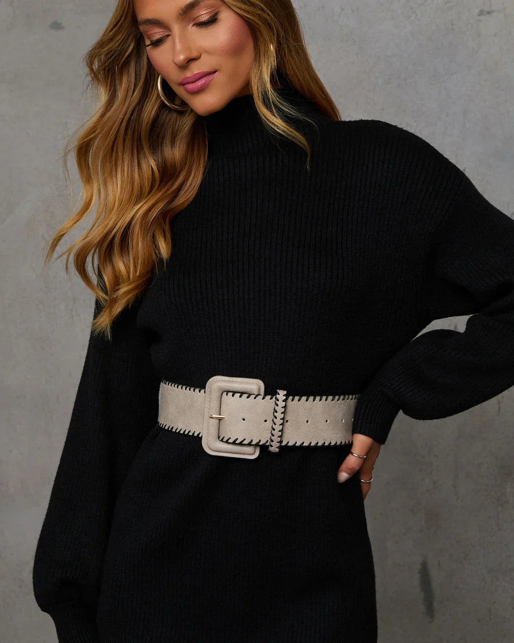 Merrick Stitched Wide Leather Belt