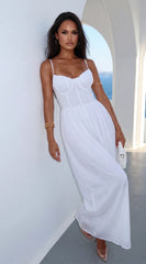 Orlaya Chiffon Wide Leg Jumpsuit Off White