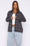 Might Be Time Button Up Shirt Blue Chocolate