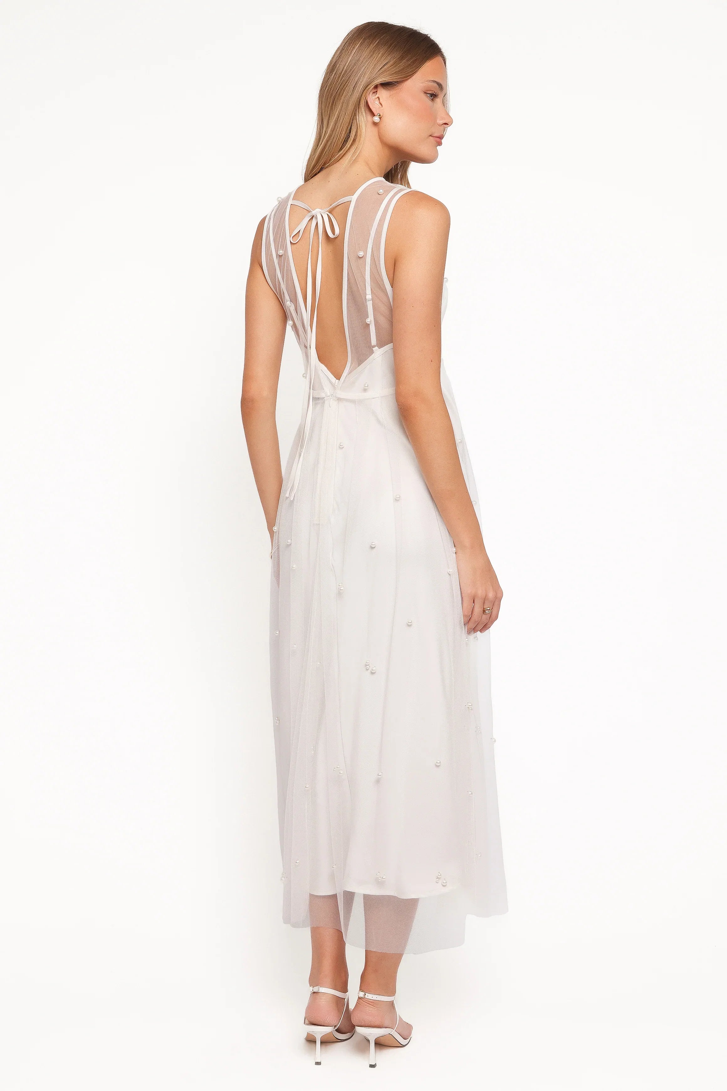 Yulia Pearl Midi Dress Ecru