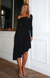 After Youve Gone Long Sleeve Midi Dress Black