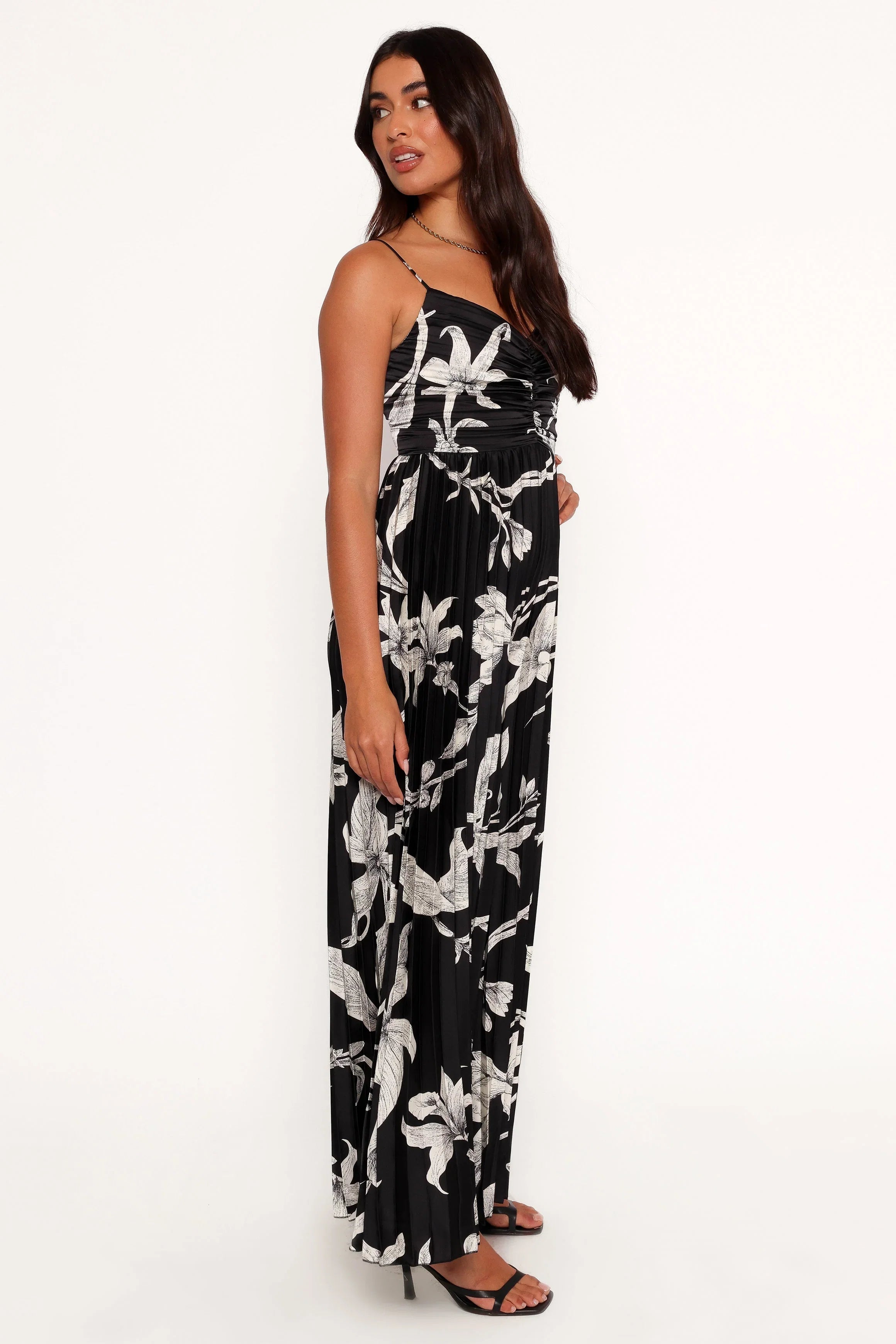 Angelique Pleated Jumpsuit Black Floral