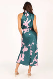 Anabelle Halter Neck Midi Dress Green Pink