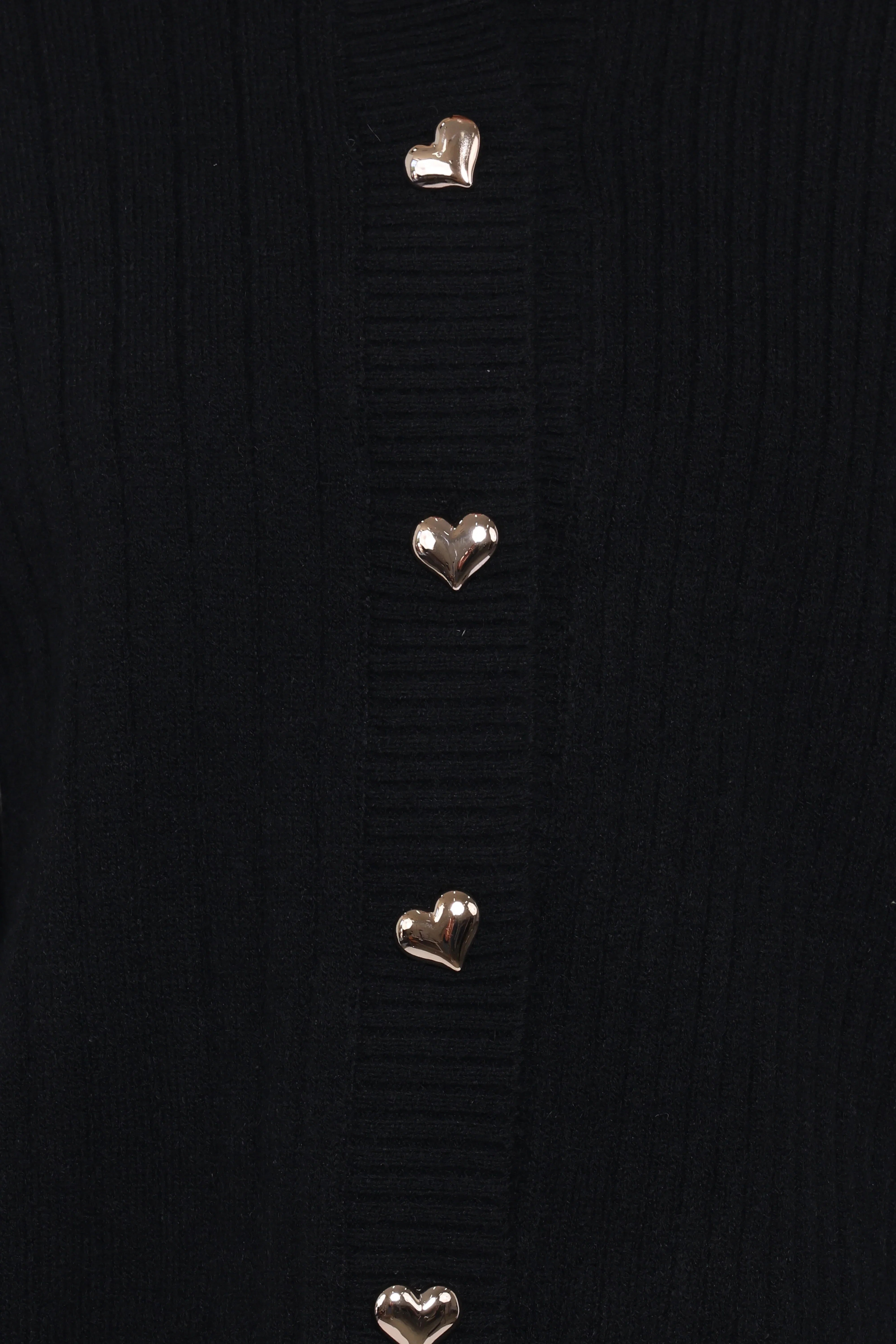 Loulani Heart Button Cardigan Black
