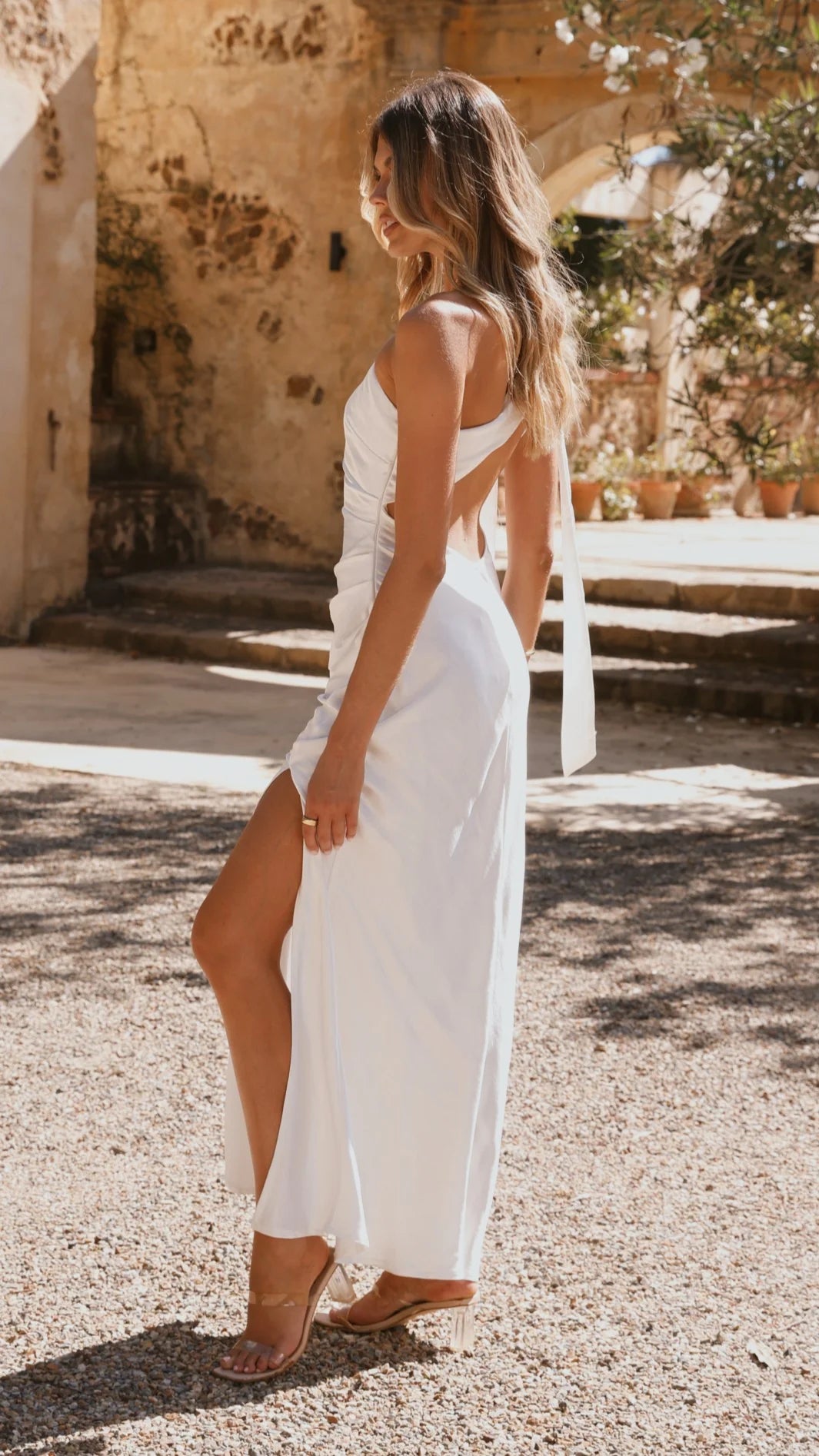 Halle One Shoulder Maxi Dress Ivory