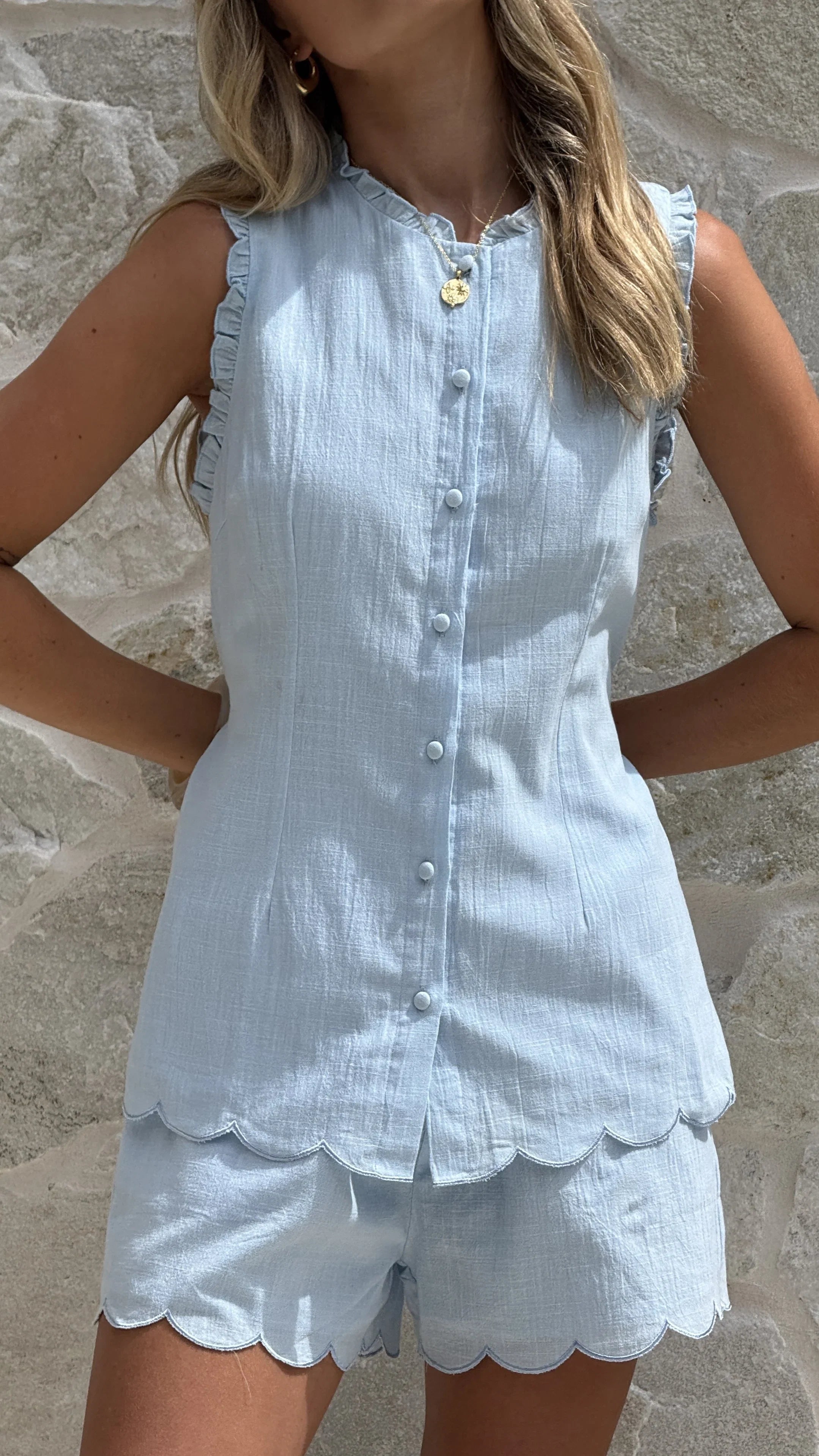 Finlay Button Up Top Blue