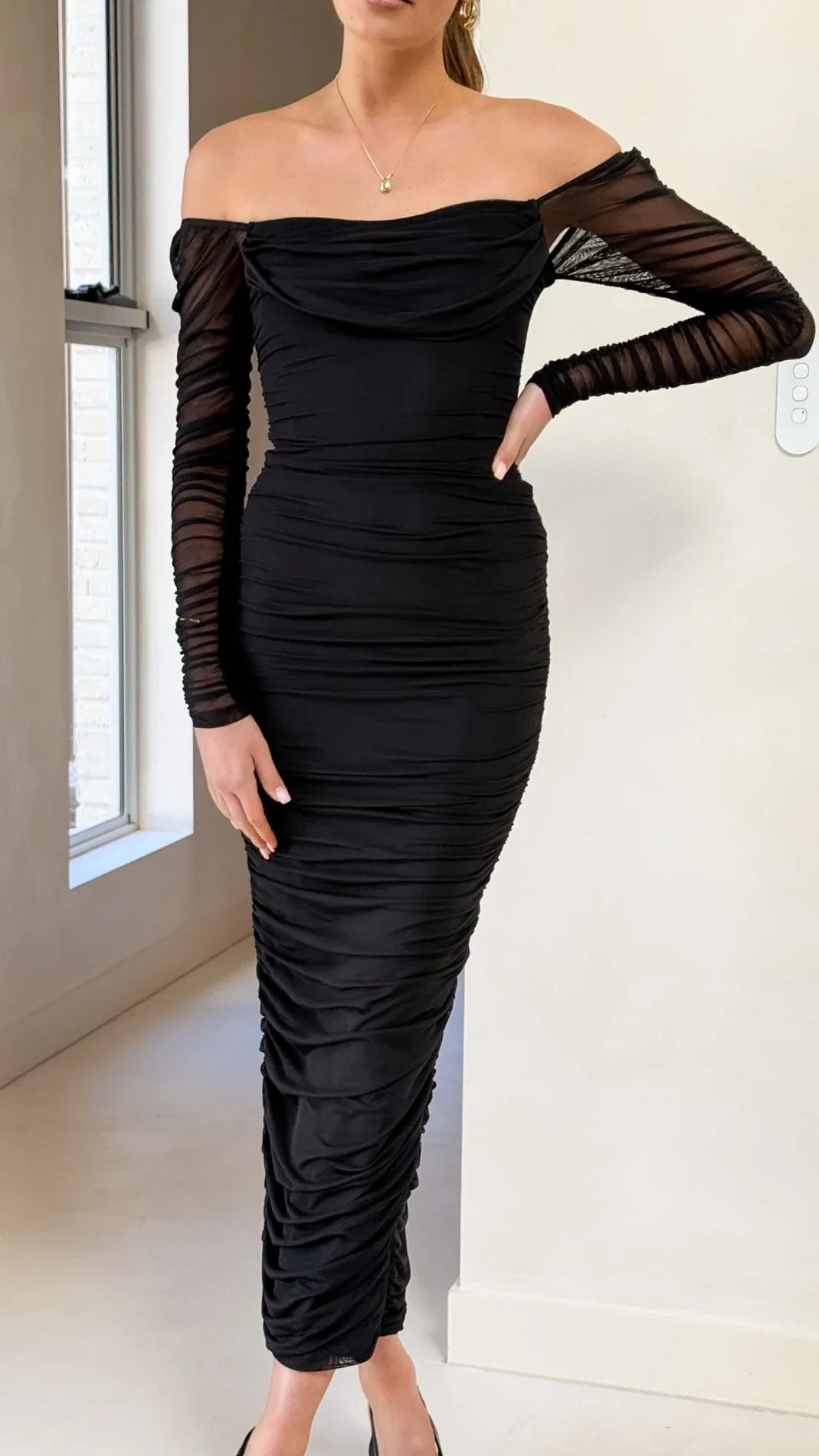 Kylie Maxi Dress Long Sleeve Black
