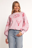 Jax Western Knit Sweater Pink