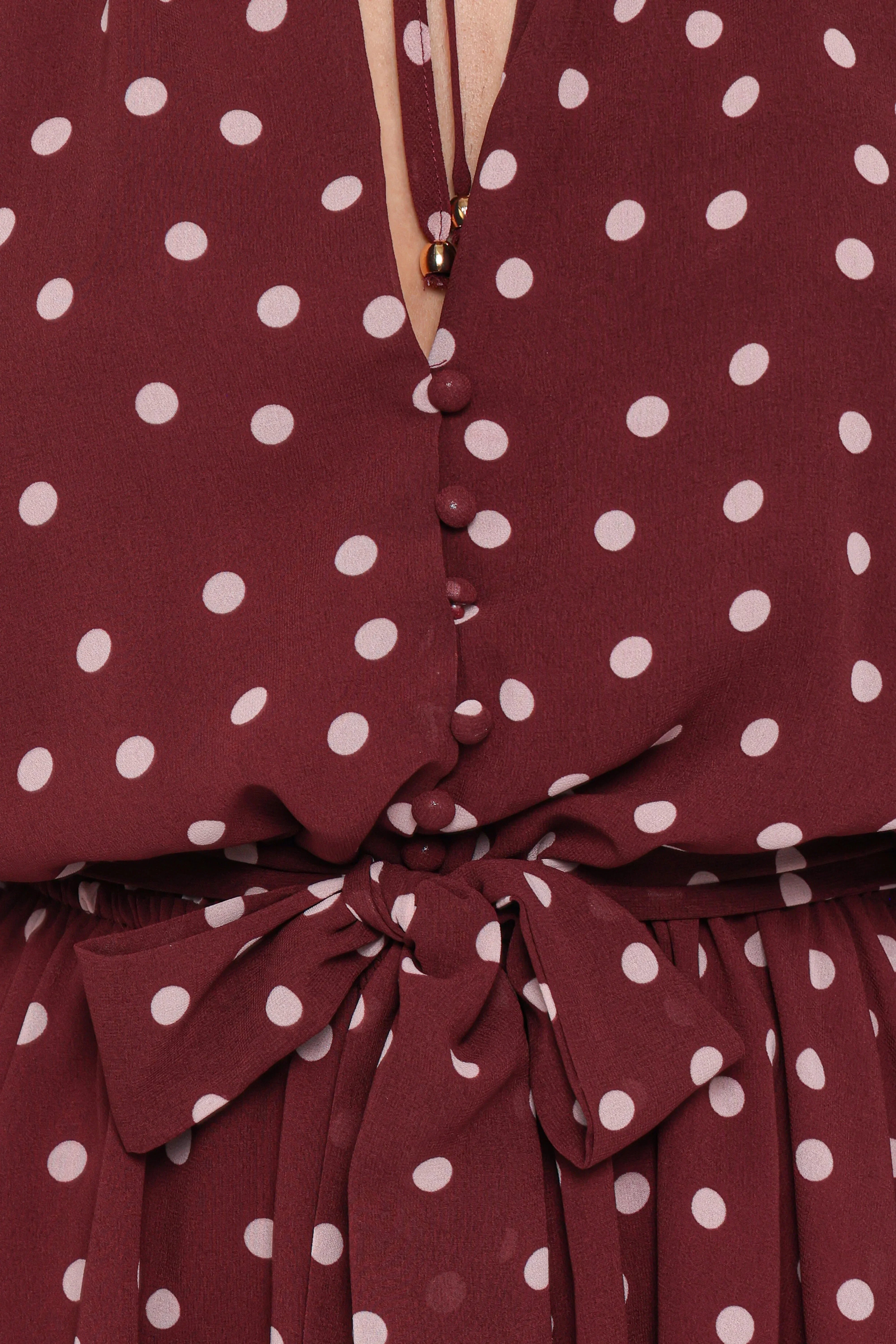 Michelle Romper Burgundy Polka Dot