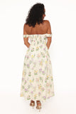 Larni Off Shoulder Midi Dress Lavender Multi