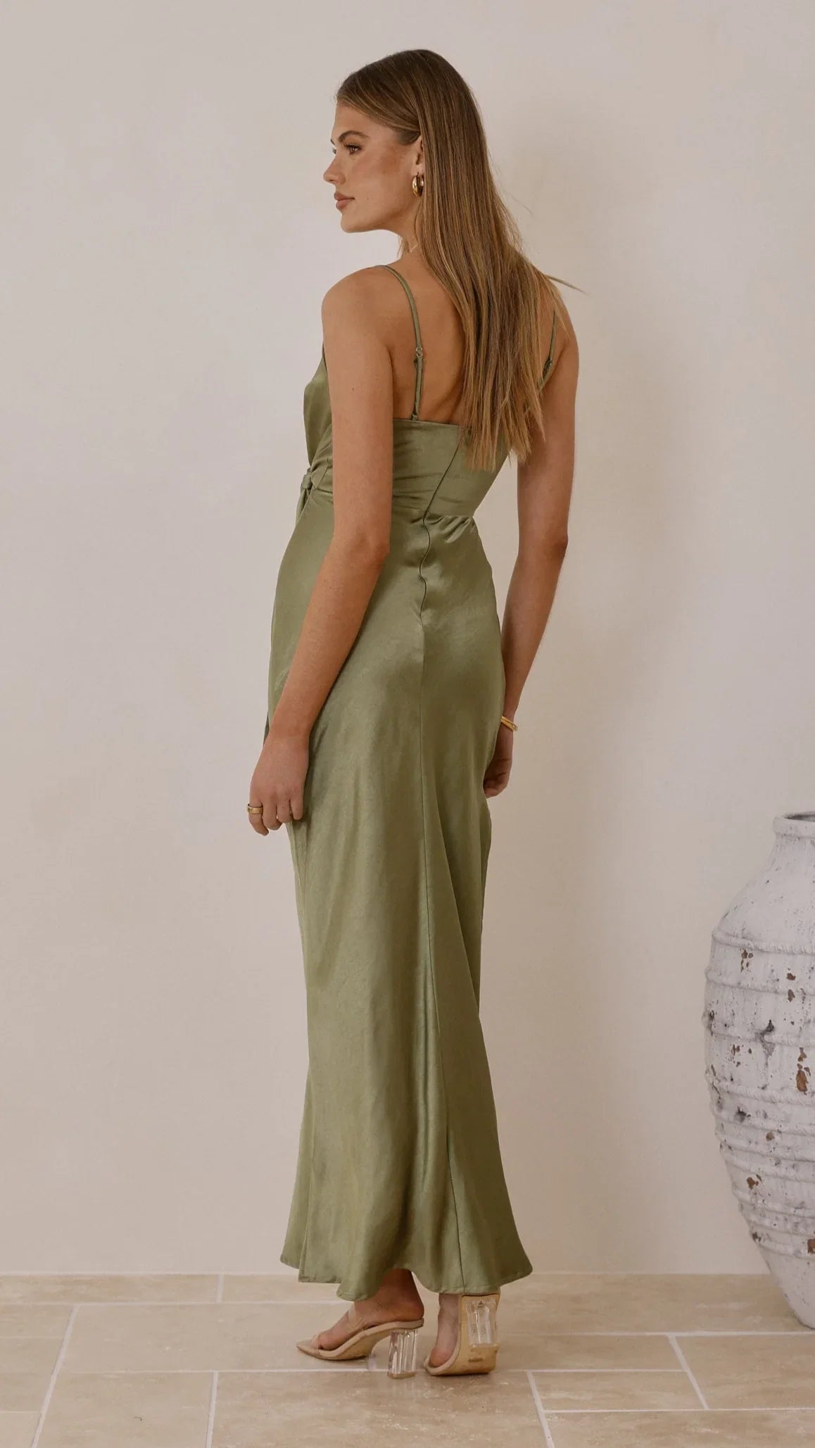 Yasmeen Tie Front Maxi Dress Olive