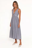 Annora Midi Dress Navy Pinstripe