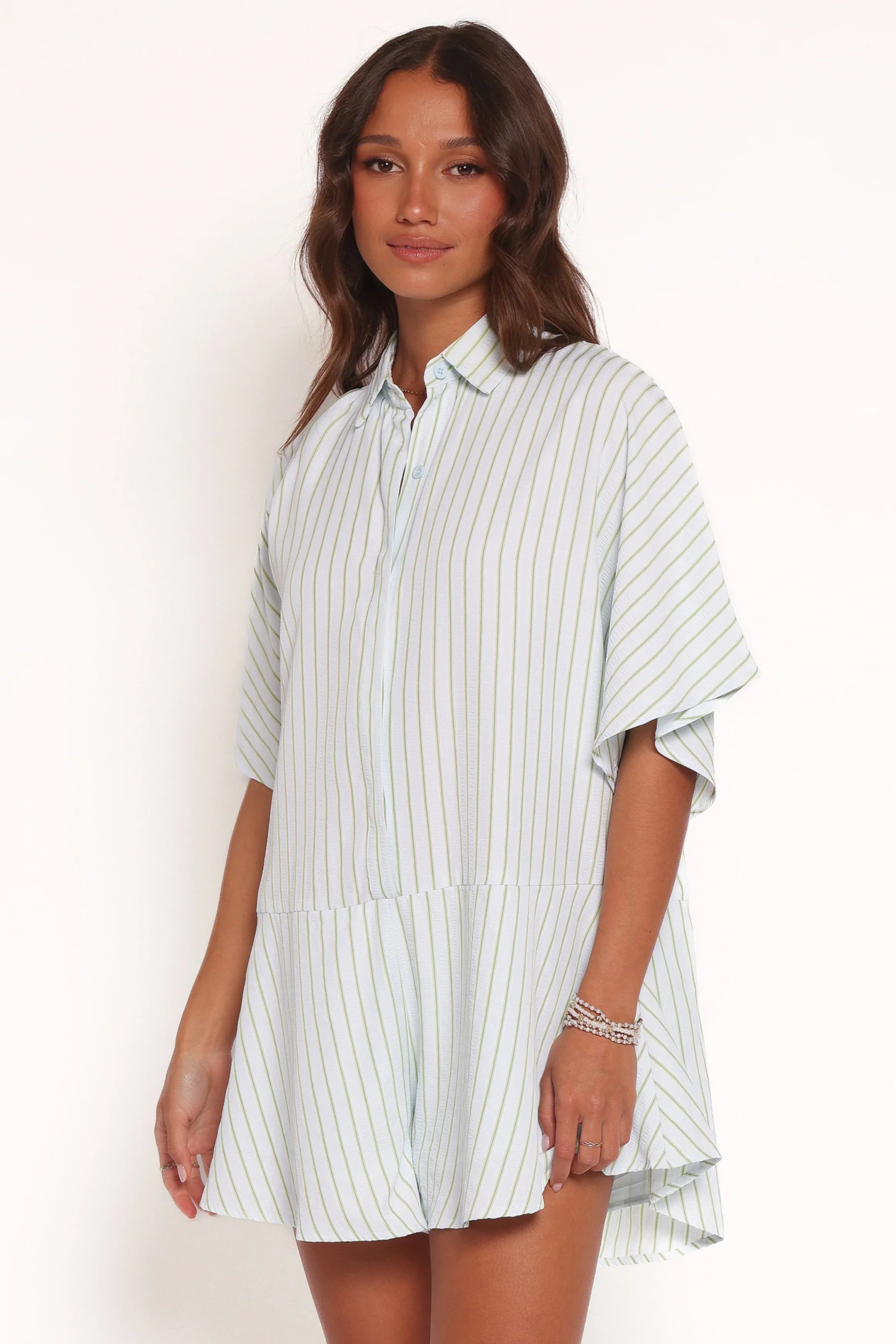 Sebastian Romper Green Blue Stripe