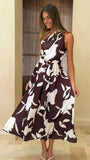 Hadas Maxi Dress Chocolate White Print