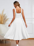 A Line Maxi Dress Smocked Ruffle Flowy Casual Long Dresses
