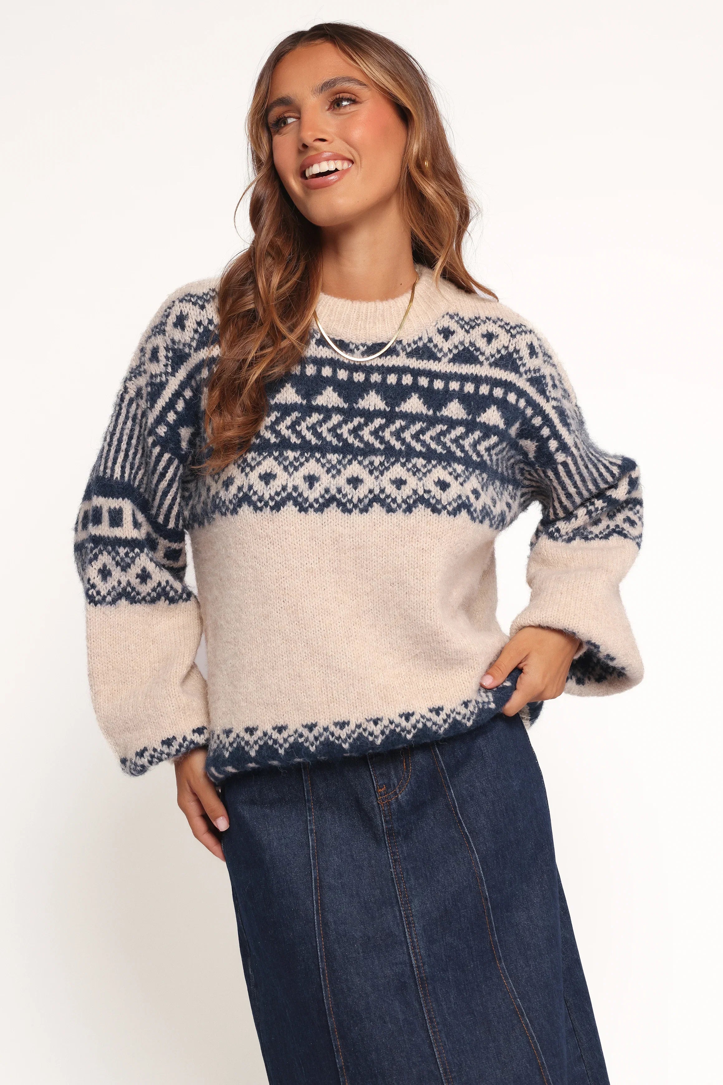 Lincoln Fair Isle Knit Sweater Navy