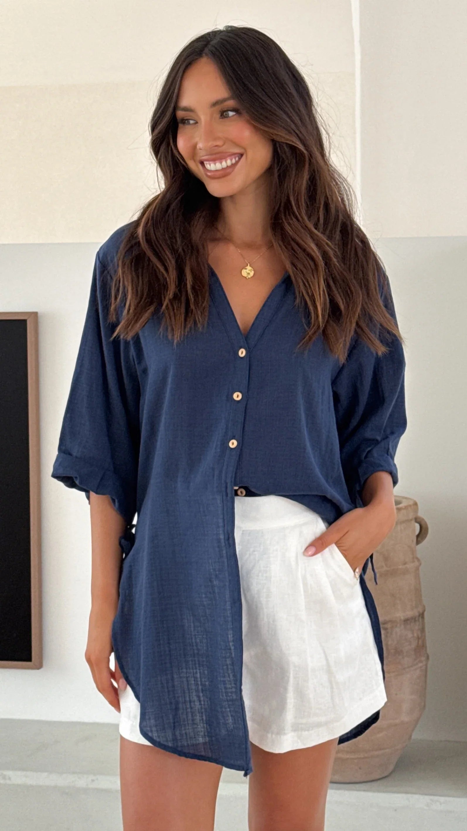 Vesper Short Sleeve Top Navy