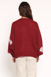 Nadine All Over Heart Tie Front Cardigan Wine