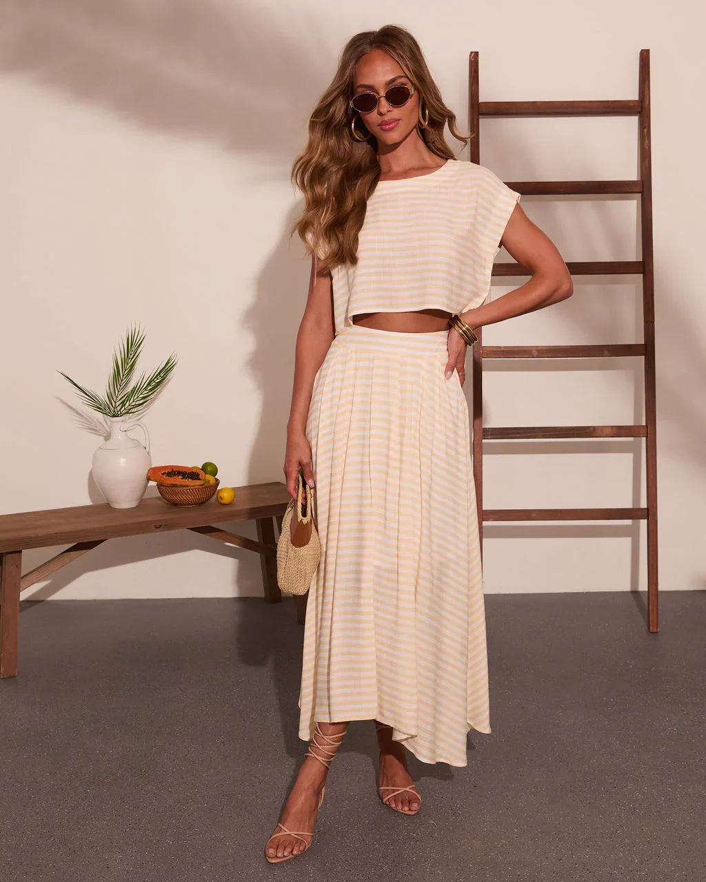 Morning Breeze Striped Short Sleeve Crop
