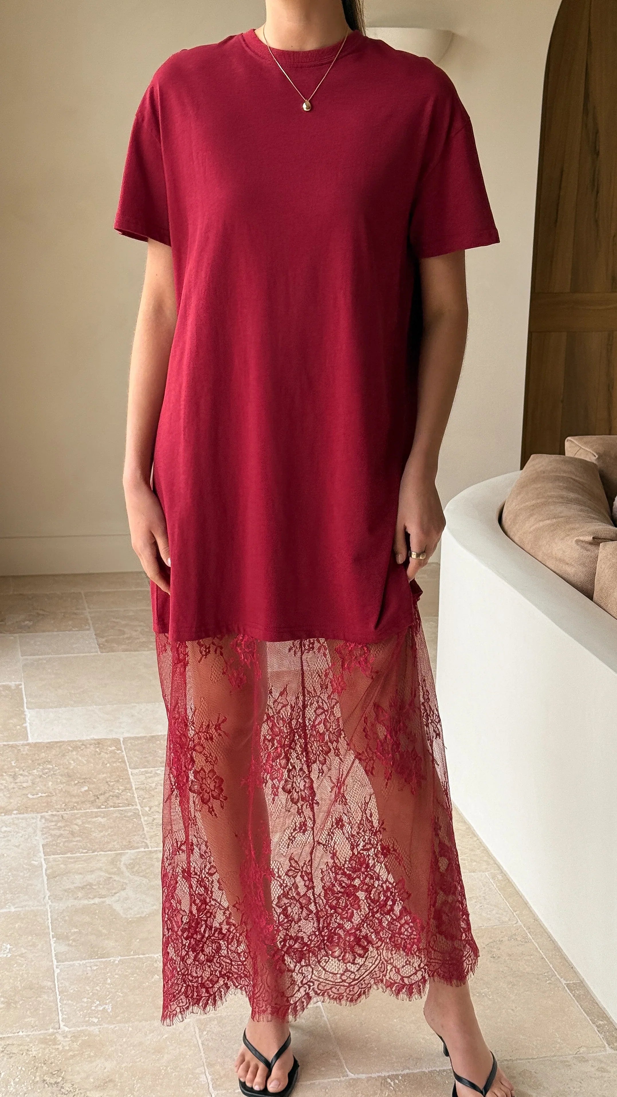 Adora T Shirt Maxi Dress Wine