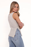 Brodie Wide Rib Knit Top Beige