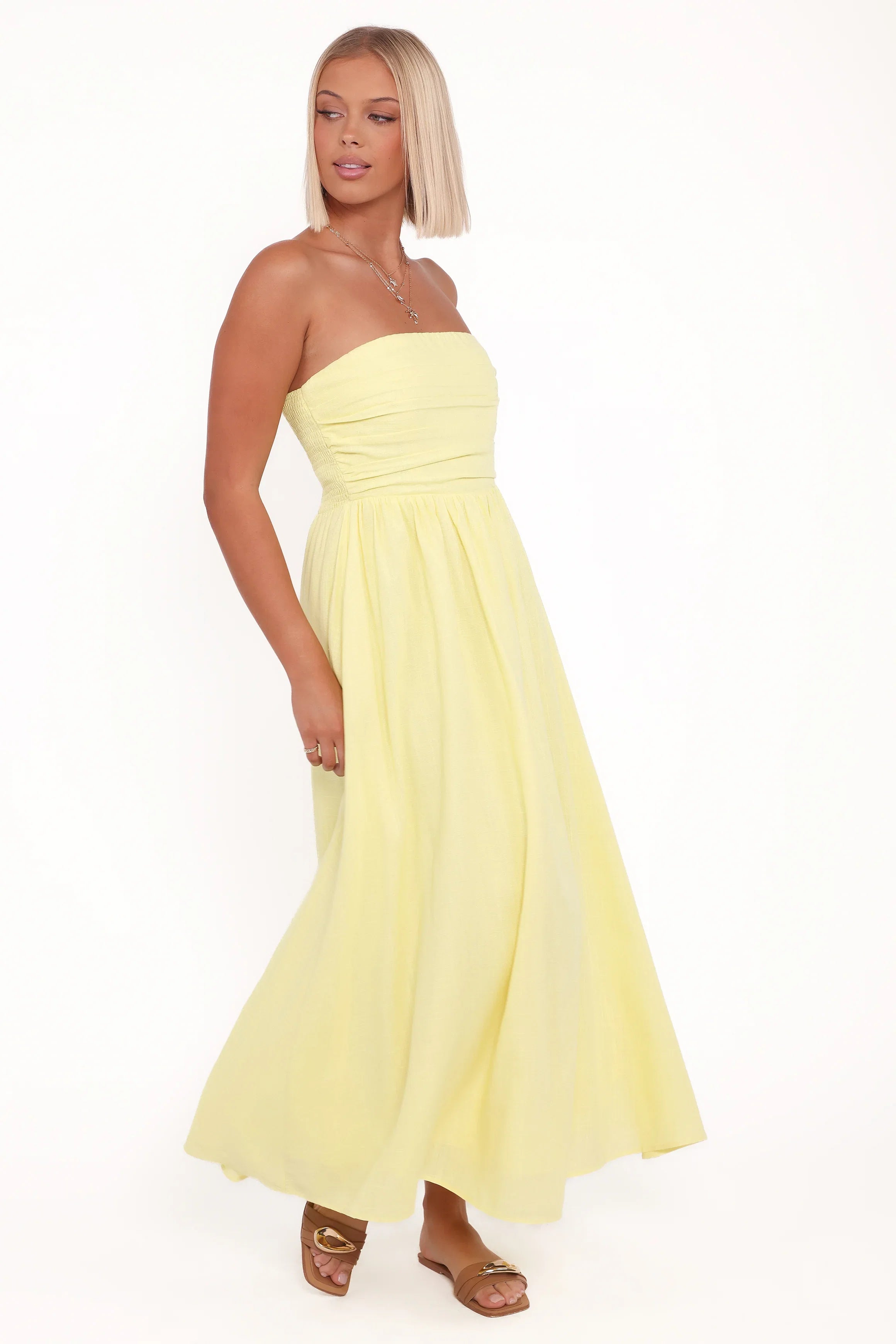 Kayt Strapless Dress Butter Yellow