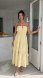 Sunbeam Tiered Lace Strapless Maxi Dress Butter Yellow