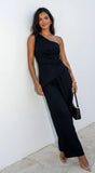 Caldera Linen One Shoulder Set Black