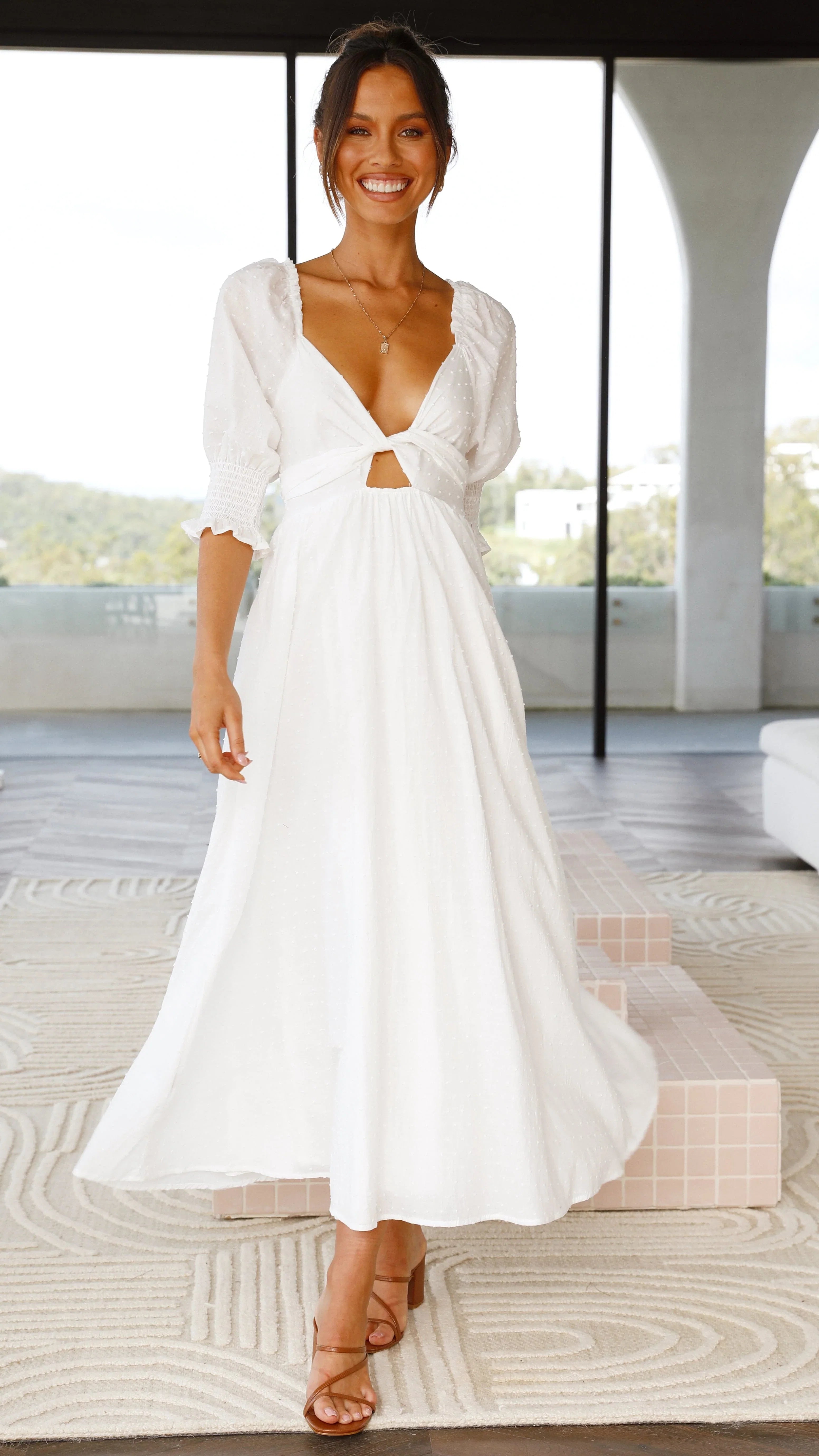 Cierra Midi Dress White