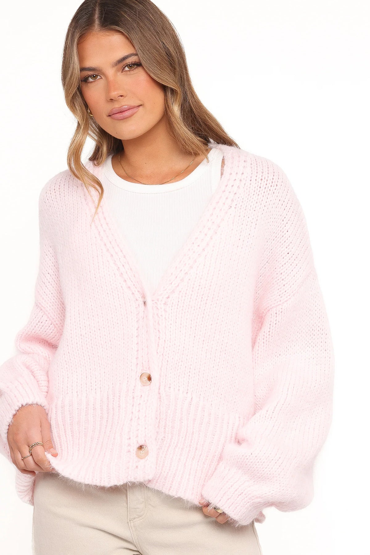Selina Wide Sleeve Cardigan Pale Pink
