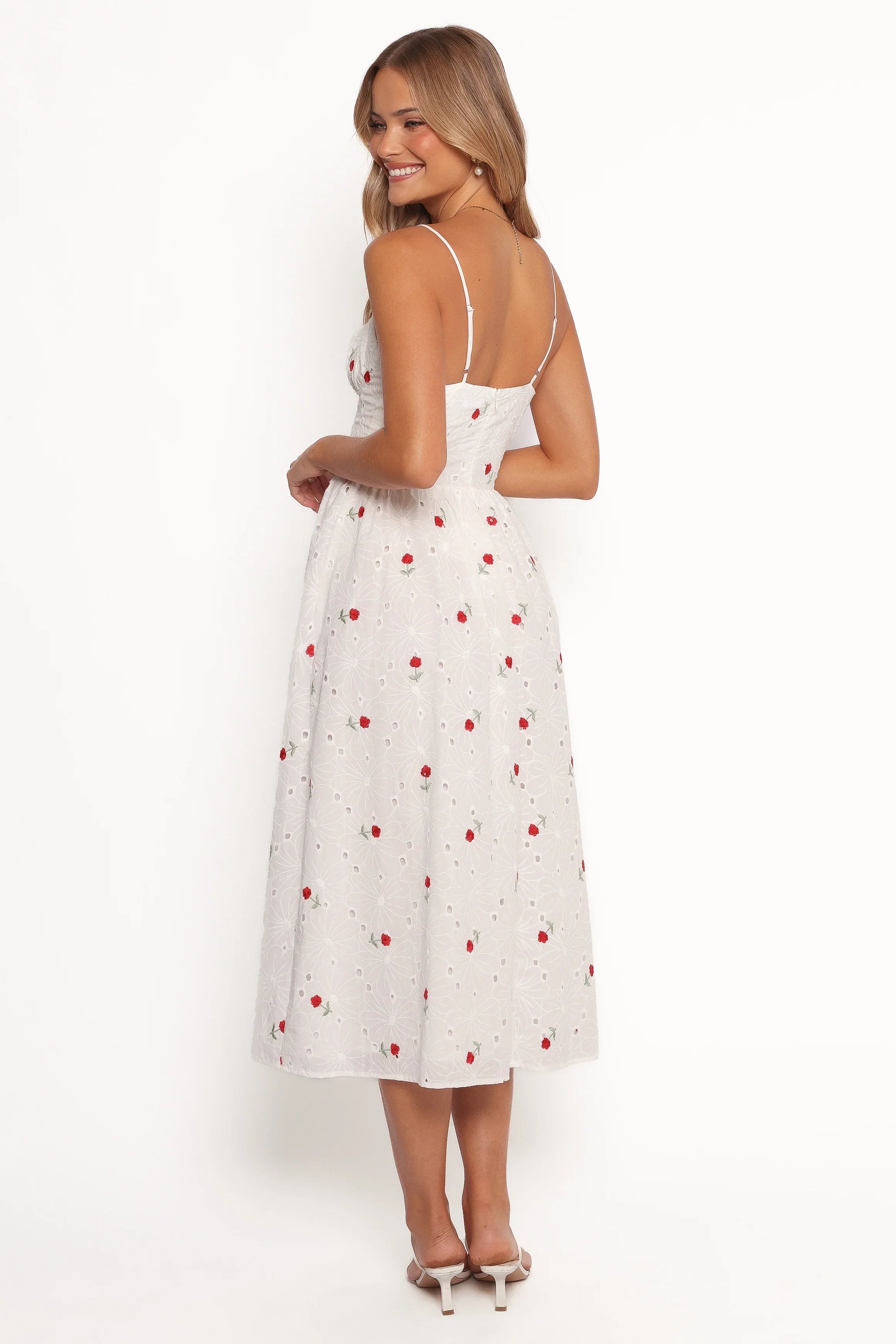 Paloma Maxi Dress White Red Floral