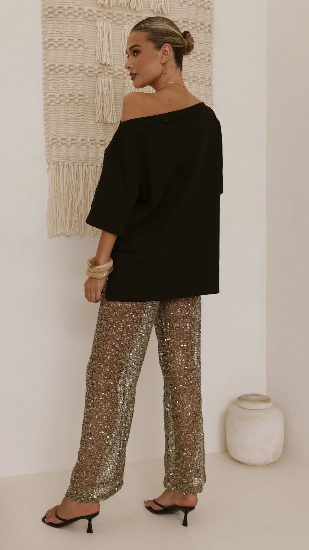 Zinnia Sequins Pant Khaki