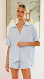 Eden Knit Top and Shorts Set Blue