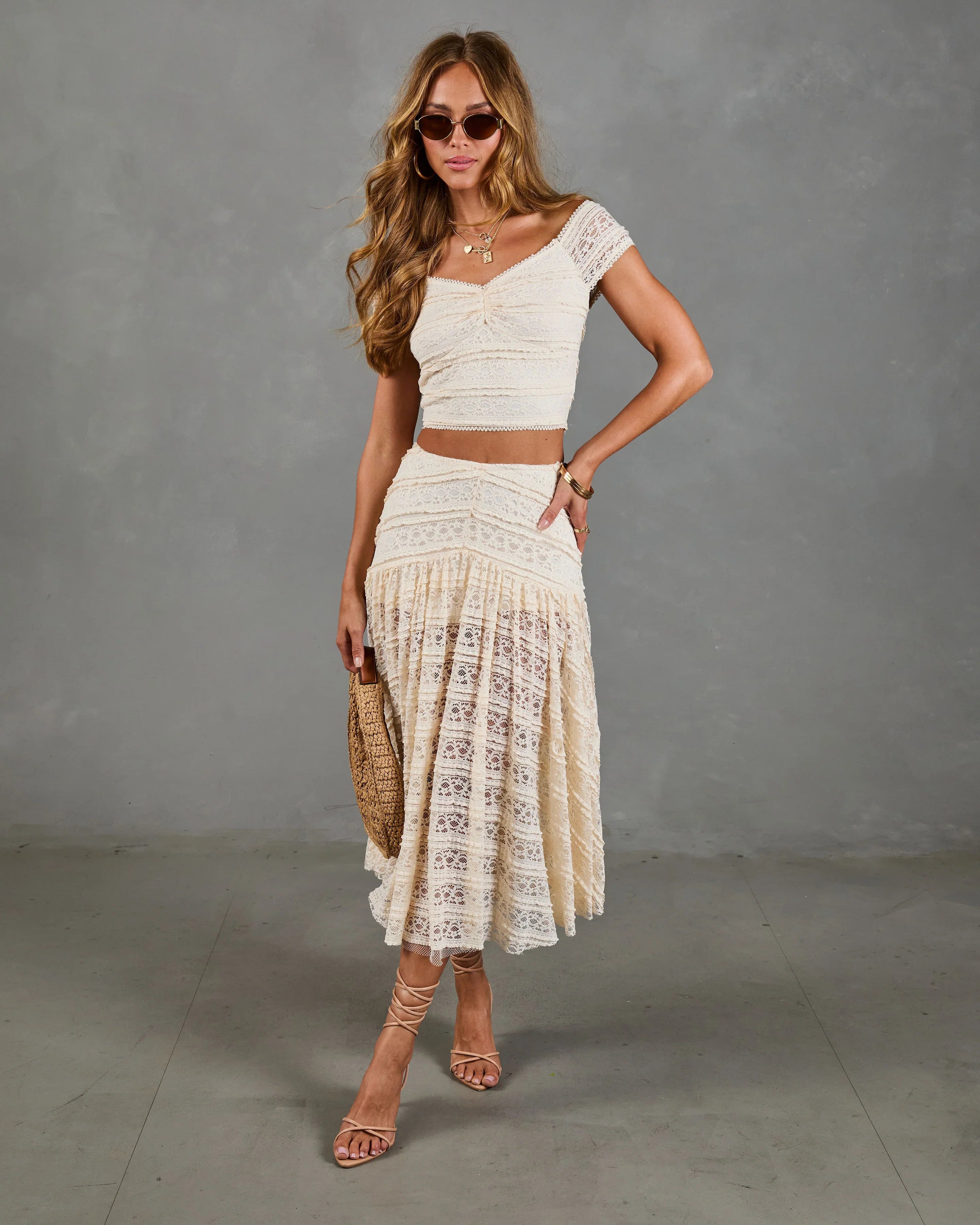 Dewy Moment Ruffle Lace Maxi Skirt