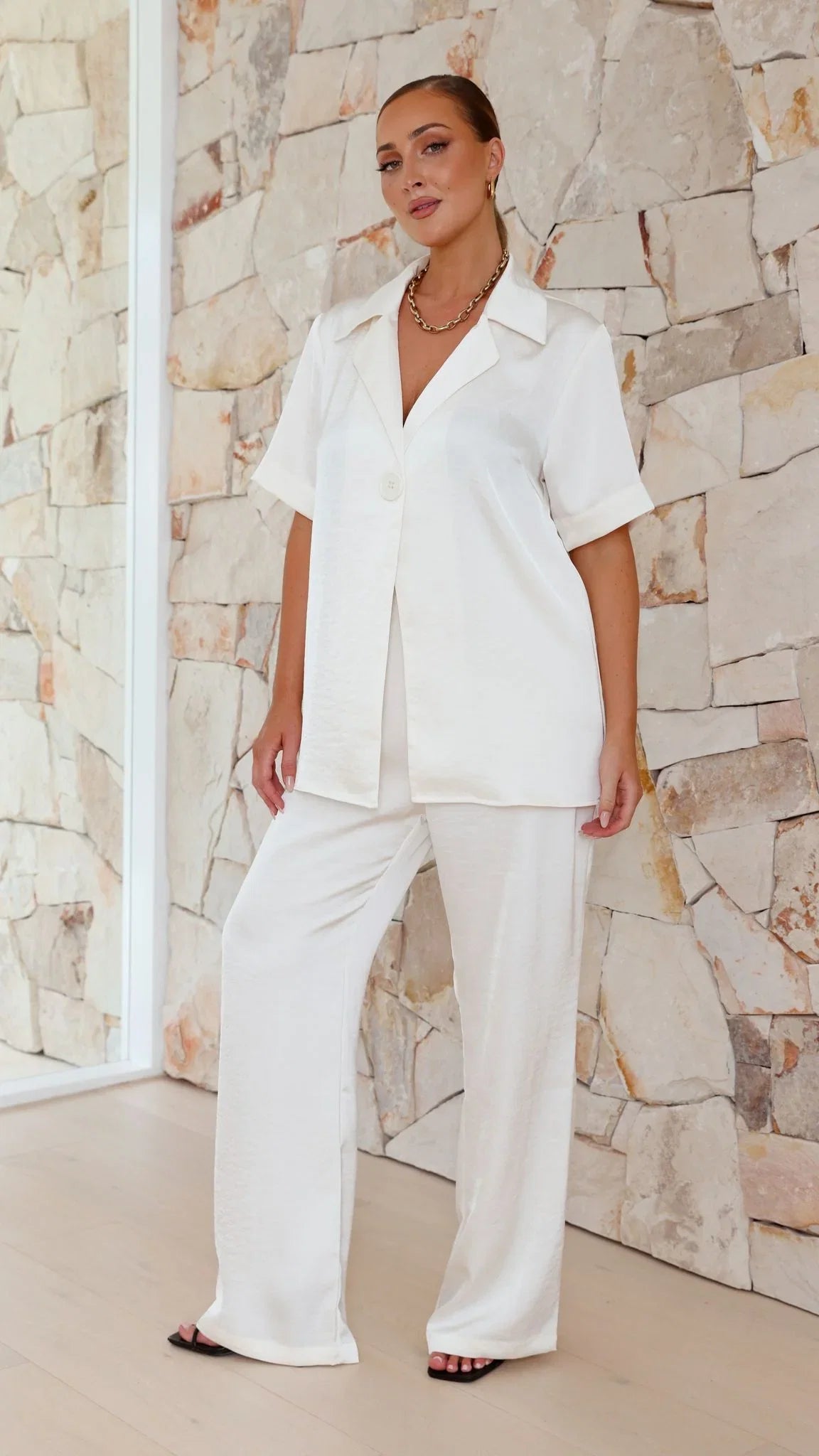 Imogen Button Pants Cream