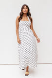 Gemini Halterneck Maxi Dress White Polka Dot