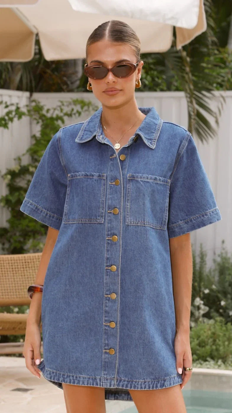 Rayna Denim Mini Dress Dark Denim