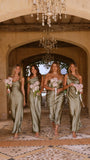 Halle One Shoulder Maxi Dress Olive