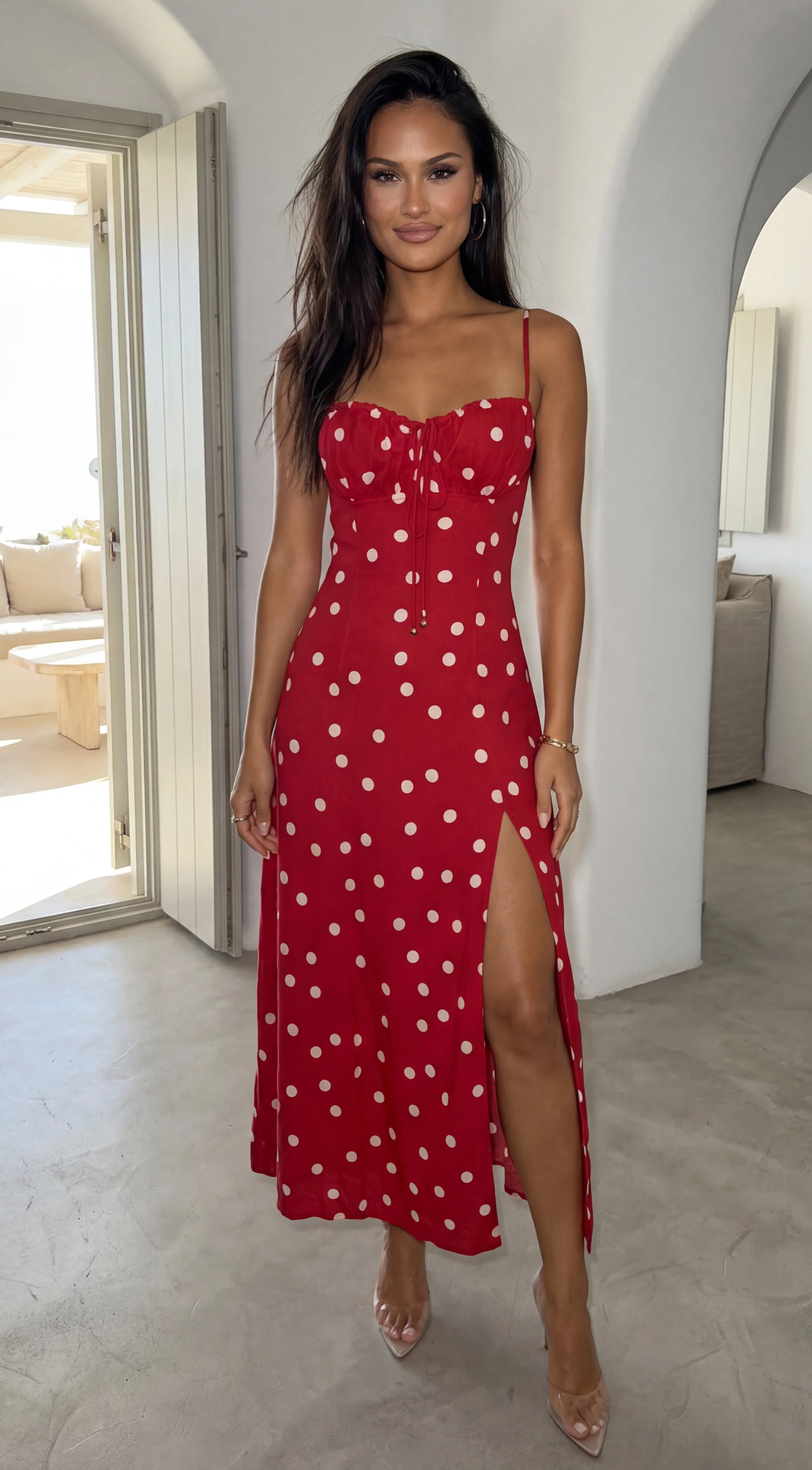 Romelia Polka Dot Maxi Dress Red