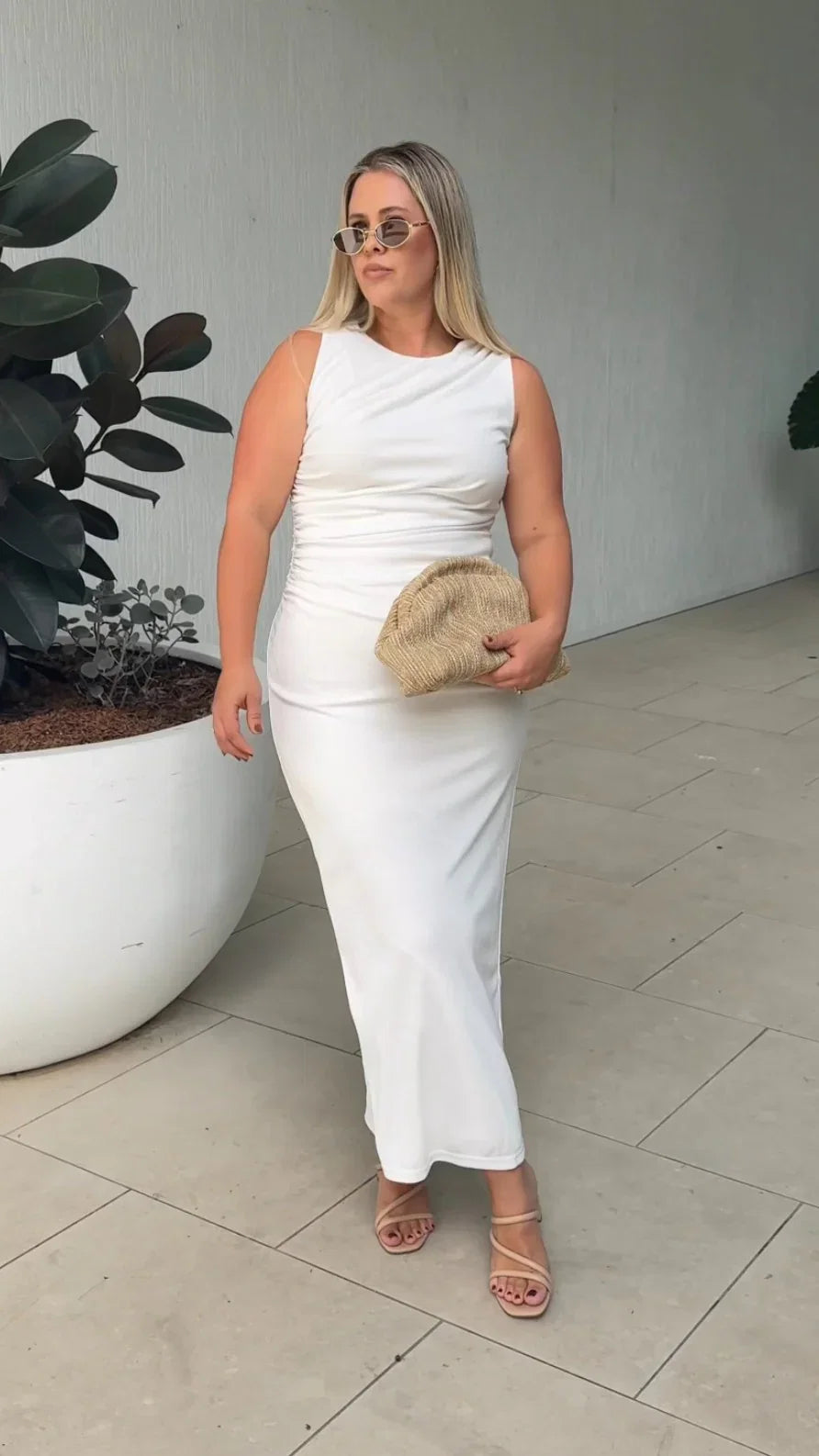 Sarsha Boatneck Maxi Dress White