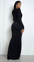Niya Front Twist Drape Maxi Dress Black